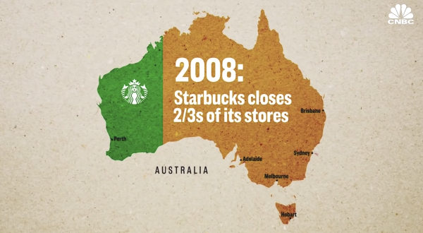 Starbucks closed two-third of its stores in Australia